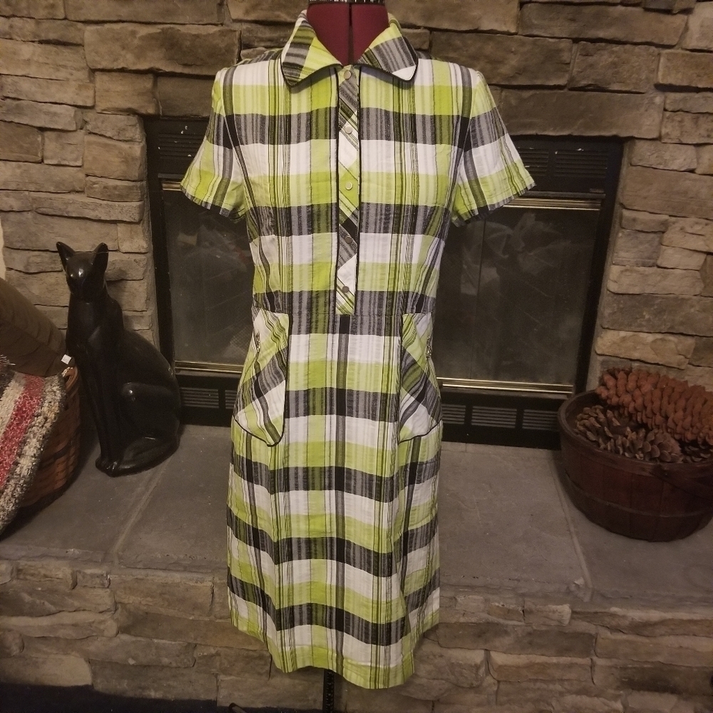 Retro Lime Plaid Dress
